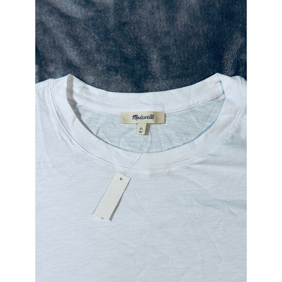 NWT Madewell White Women Slub Boxy-Crop Bella Tee Pima Cotton Causal - Picture 4 of 11